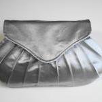 Silver Clutch, Pleated Purse, Small Purse, Holiday..