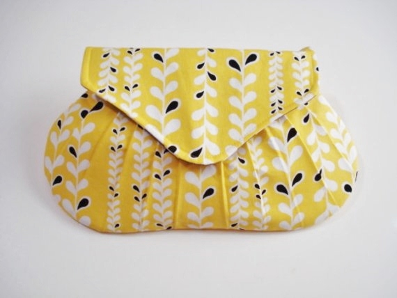 Bridesmaids Gift Yellow And Black Clutch Style Purse Wedding Accessory Bridalwear Small Bag